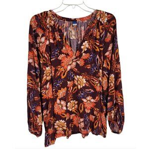 Dark Fairy Whimsigoth Medium Blouse Autumn Prairie Floral Long Sleeve Boho